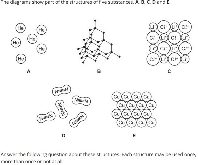 Structures A to E